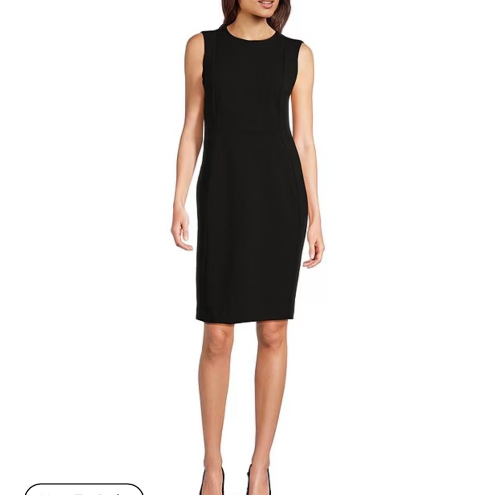 Calvin Klein
Sleeveless Seam Front Scuba Crepe Crew Neck Sheath Dress